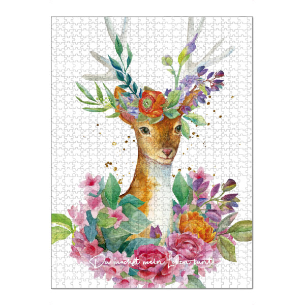 Puzzle Ravensburger "Blumenrentier" artboxONE - Für Kinder,Tiere,Liebe,Weihnachten