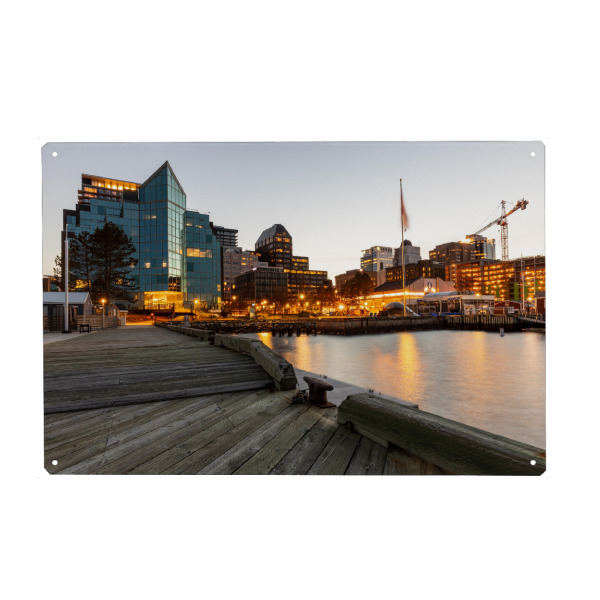 Holzbild "Die Skyline von Halifax in Kanada" artboxONE - Architektur - Halifax,Kanada,Skyline,Hafen,Nacht,Nova scotia,Neufundland