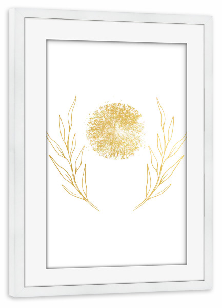 Poster mit Rahmen weiß "Goldenes Blumenmuster" artboxONE - Natur,Floral - Gold,Golden,Roségold,Goldfolie,Goldglanz,Floral,Blumen