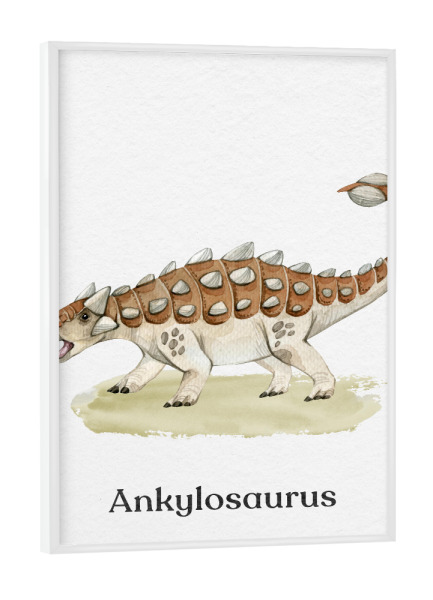 Poster mit weißem Rahmen "Ankylosaurus" artboxONE - Typografie,Natur,Reise,Für Kinder,Tiere