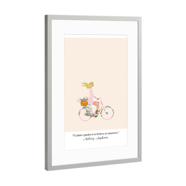 Poster mit Rahmen Silber "Plant a a garden & believe" artboxONE - Floral