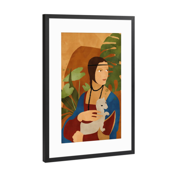 Poster mit Rahmen Schwarz (Metallic) "Dschungelportrait Hermelin" artboxONE - Natur,Floral,Abstrakt