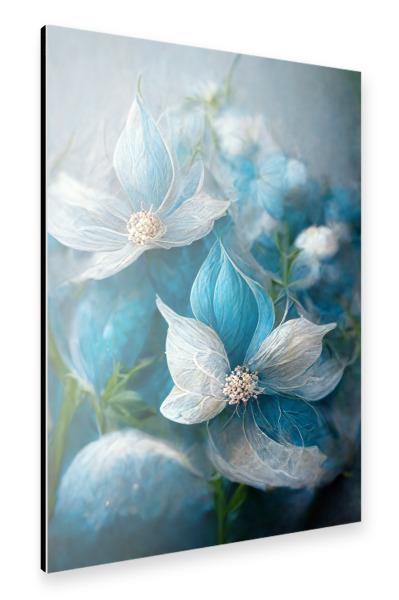 Alu-Dibond "Türkisfarbene Blumen" 30x20 cm artboxONE