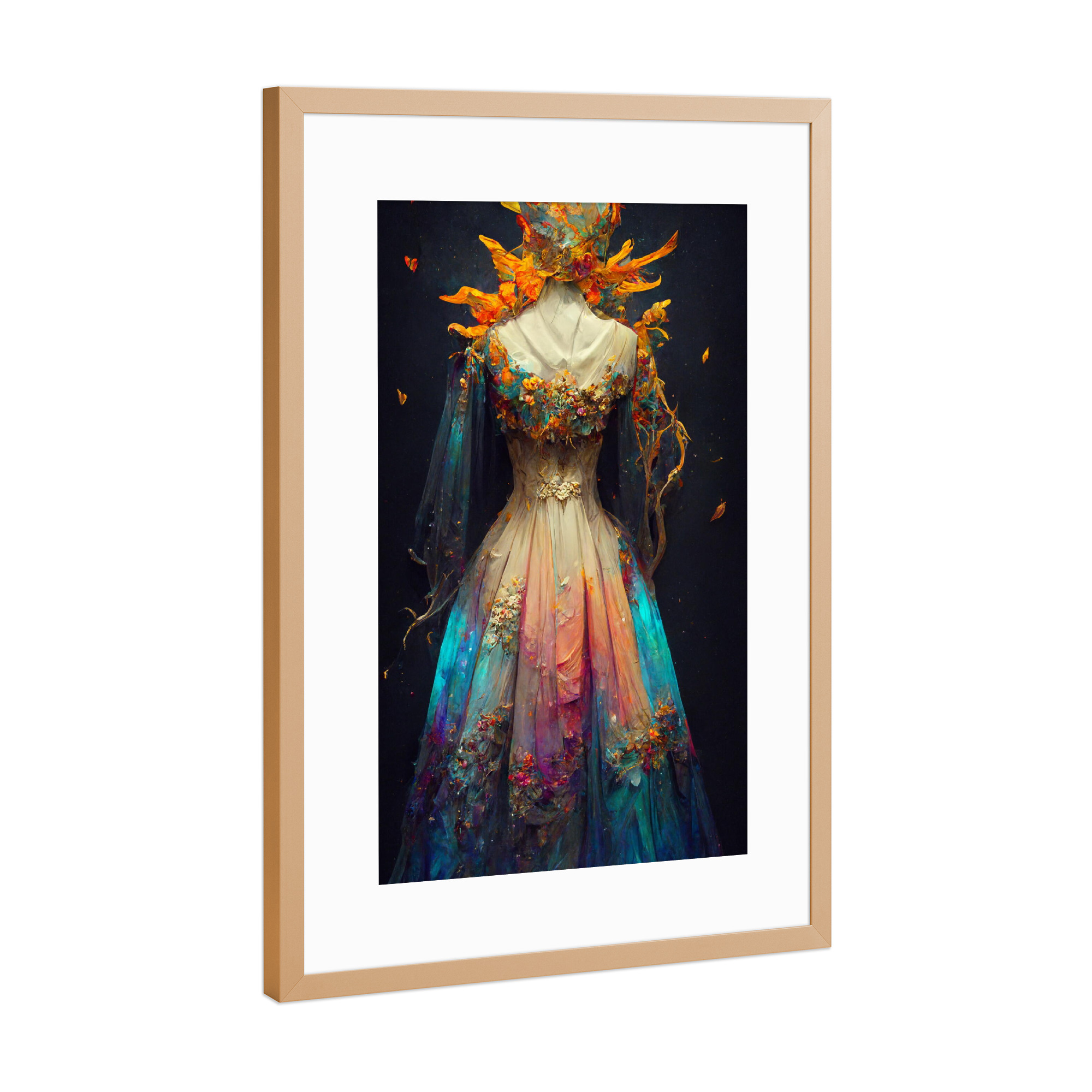 Poster mit Rahmen Kupfer "Fantasy-Kleid" artboxONE - Natur,Abstrakt,Fashion