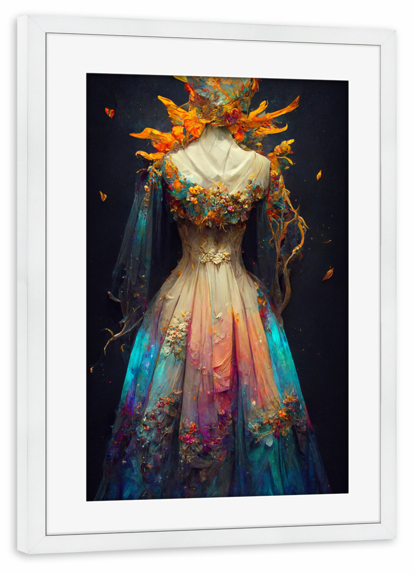 Poster mit Rahmen weiß "Fantasy-Kleid" artboxONE - Natur,Abstrakt,Fashion