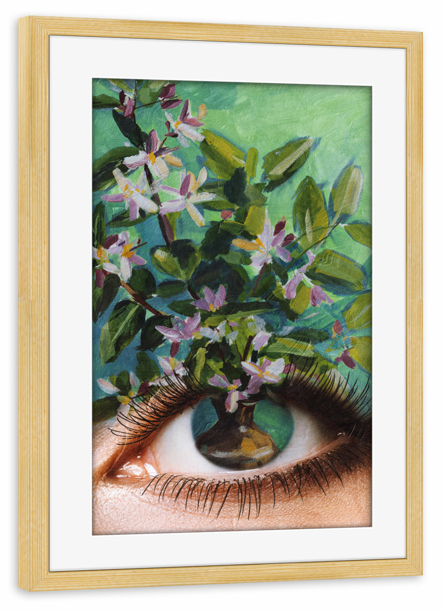 Poster mit Rahmen kiefer "Floral Eye Close Up" artboxONE - Natur,Floral,Abstrakt