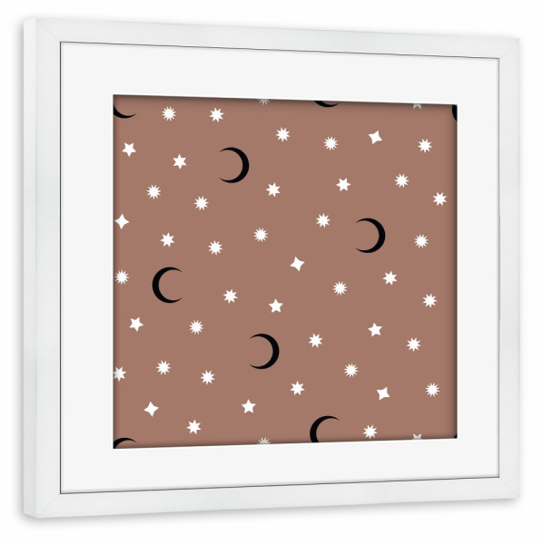 Poster mit Rahmen weiß "Mond und Sterne" artboxONE - Abstrakt,Weihnachten,Galaxy