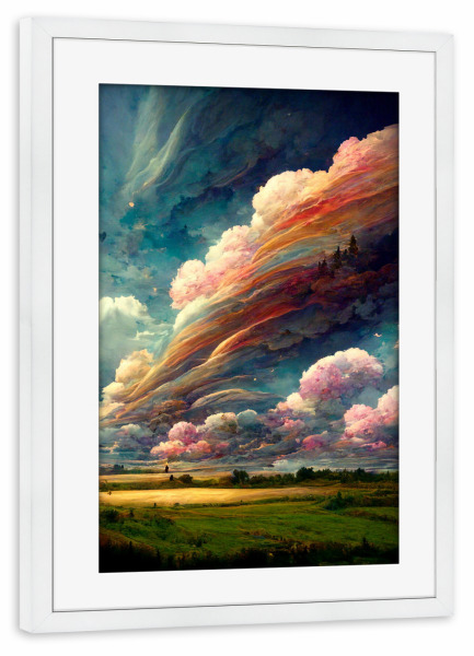 Poster mit Rahmen weiß "Landschaft mit buntem Himmel" artboxONE - Natur,Reise,Floral,Abstrakt