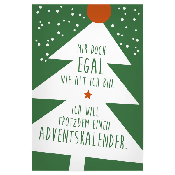 Poster "Adventskalender Tannenbaum weiß" artboxONE - Typografie,Weihnachten,Lustig