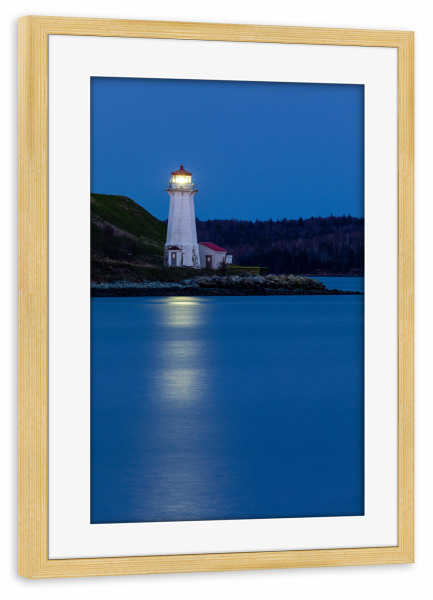 Poster mit Rahmen kiefer "Leuchtturm von Halifax" artboxONE - Architektur - Halifax,Kanada,Skyline,Hafen,Nacht,Nova scotia,Neufundland,Leuchtturm