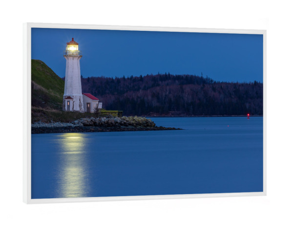Poster mit weißem Rahmen "Halifax Leuchtturm" artboxONE - Architektur - Halifax,Kanada,Skyline,Hafen,Nacht,Nova scotia,Neufundland,Leuchtturm