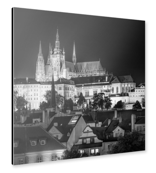 Alu-Dibond "Prager Burg & Veitsdom - Monochrom" 30x30 cm artboxONE
