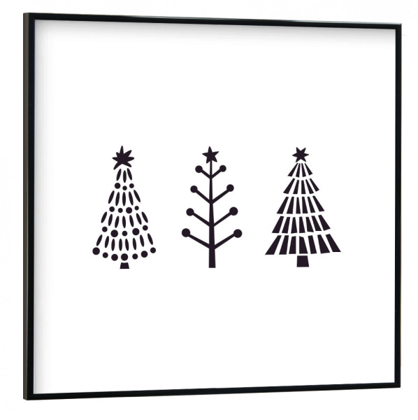 Poster mit schwarzem Rahmen 30x30 cm "Minimalistische Weihnachtsbäume" artboxONE - Natur,Schwarzweiß,Weihnachten
