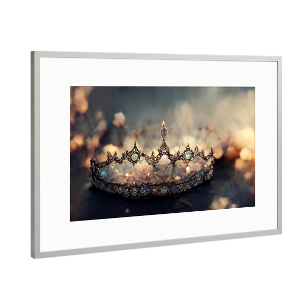 Poster mit Rahmen Silber "Tiara mit Diamanten" artboxONE - Abstrakt,Fashion,Fiktion