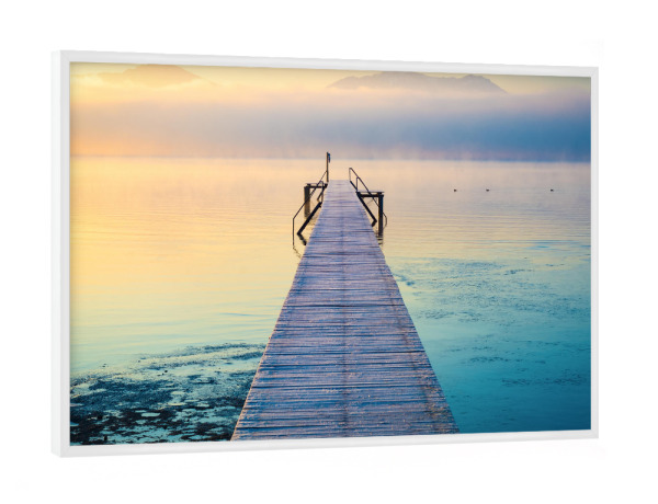 Poster mit weißem Rahmen "Wintermorgen am Chiemsee" artboxONE - Natur,Reise - Chiemgau,Bayern,Deutschland,Berge,Winter,Sonnenaufgang