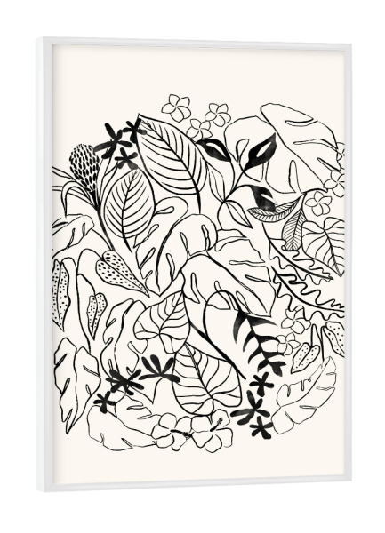 Poster mit weißem Rahmen "Pati Cascino - Tropical Black" artboxONE - Natur,Floral