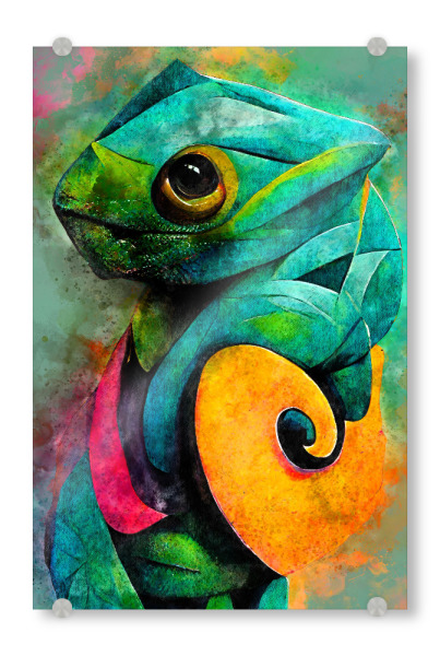 Acrylglasbild "Eidechse Aquarellkunst" artboxONE - Für Kinder,Tiere - Chamäleon,Eidechse,Tier,Tiere,Aquarell,Malerei
