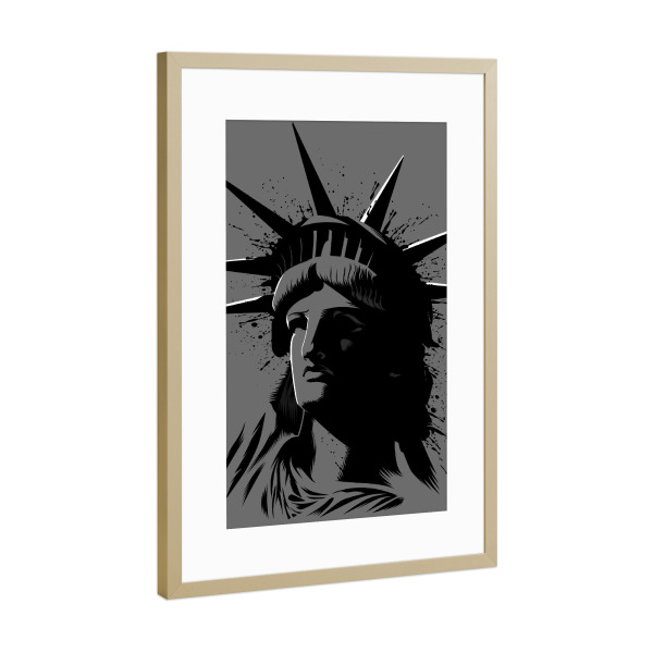 Poster mit Rahmen Gold "Gesicht der Freiheit" artboxONE - Städte / New York - Freiheitsstatue,Nyc,New york,Statue,Amerika,Freiheit,Usa,Patriot