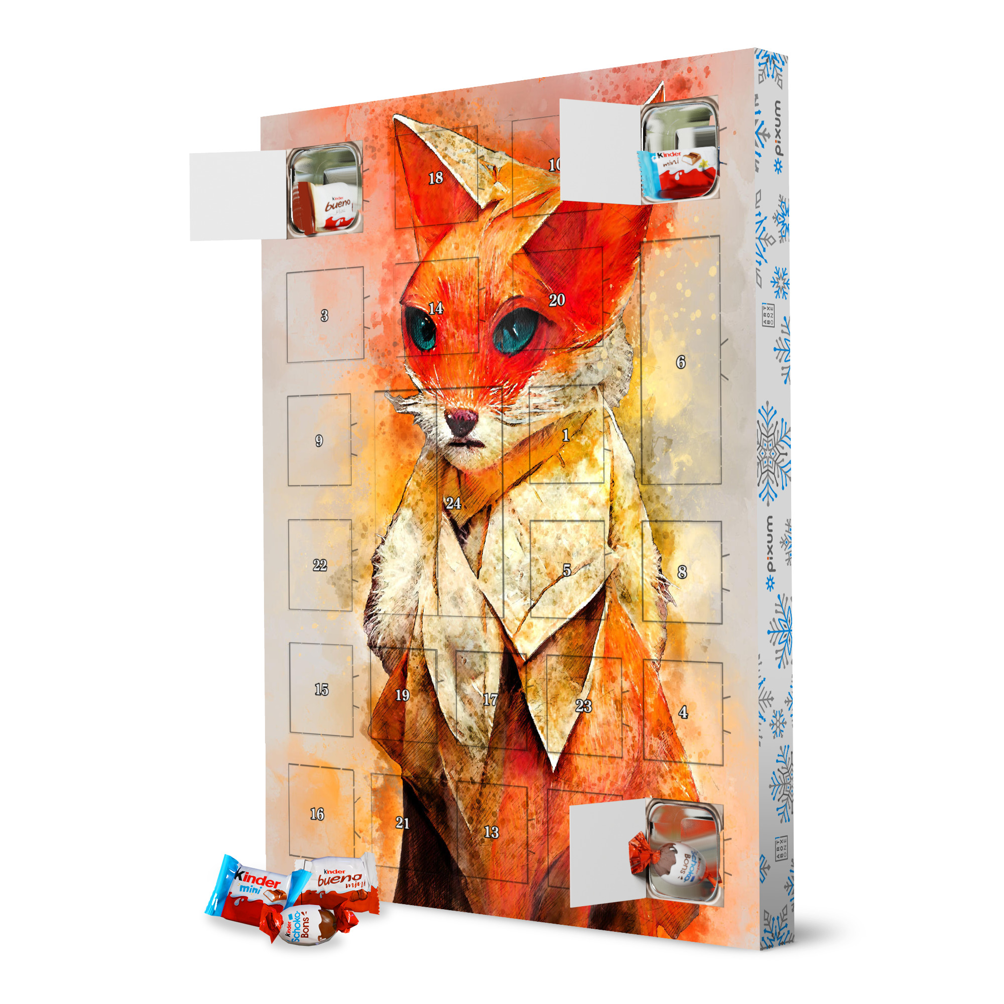 Adventskalender XXL mit Produkten von Kinder Fuchs Aquarellkunst artboxONE Adventskalender Für Kinder
