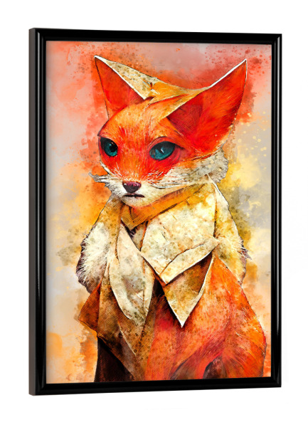 Poster mit schwarzem Rahmen "Fuchs Aquarellkunst" artboxONE - Für Kinder,Tiere,Abstrakt,Geometrie
