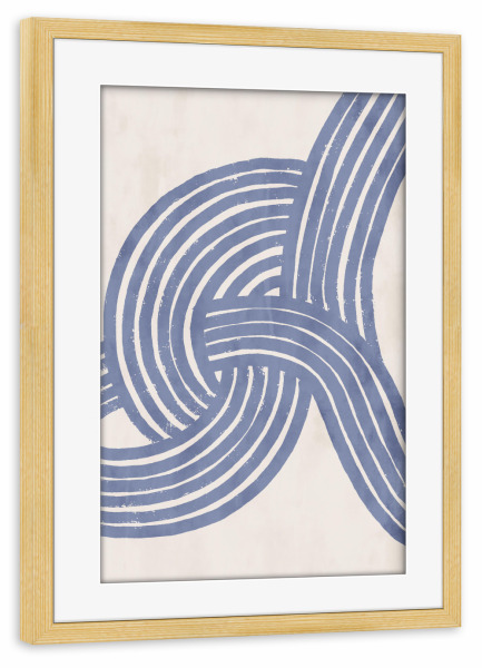 Poster mit Rahmen kiefer "Pati Cascino - Knot blue" artboxONE - Abstrakt,Geometrie - Abstrakt,Modern,Scandi,Minimalismus,Line art,Line,Brush,Stroke