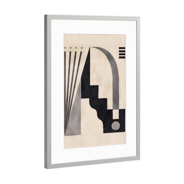Poster mit Rahmen Silber "Pati Cascino - Pieces I Black" artboxONE - Abstrakt,Geometrie