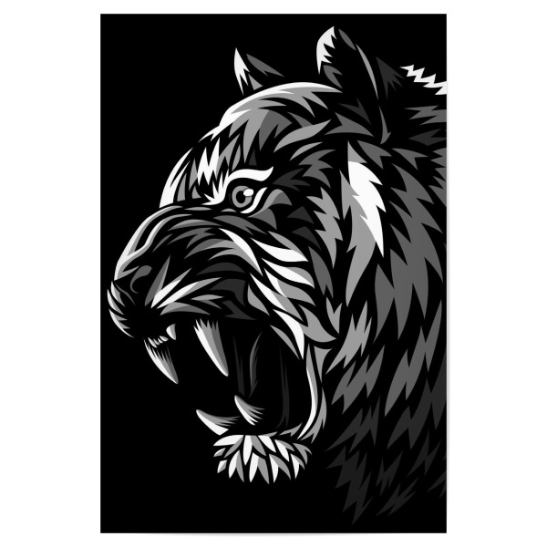 Poster "Wütender Stammes-Tiger" artboxONE - Tiere - Tiger,Stammes-,Tätowierung,Tiger,Katze,Afrika,Indien,Tier,Bestie,Raubtier,Katze
