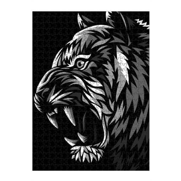 Puzzle Ravensburger "Wütender Stammes-Tiger" artboxONE - Tiere - Tiger,Stammes-,Tätowierung,Tiger,Katze,Afrika,Indien,Tier,Bestie,Raubtier,Katze