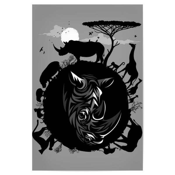 Poster 30x20 cm "Kreis des Nashorns" artboxONE - Tiere
