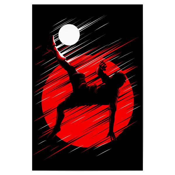 Poster 30x20 cm "Fußball roter Tritt" artboxONE - Sport - Fußball,Team,Fußball,Sport,Ball,Luftballon,Kick