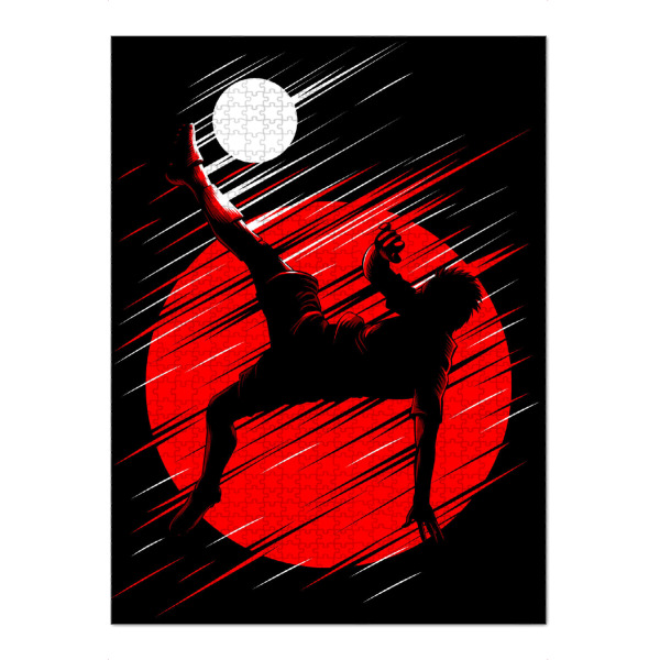 Puzzle Ravensburger "Fußball roter Tritt" artboxONE - Sport - Fußball,Team,Fußball,Sport,Ball,Luftballon,Kick - Bild fußball