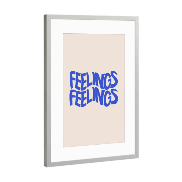 Poster mit Rahmen Silber "Pati Cascino - Feelings blue" artboxONE - Typografie