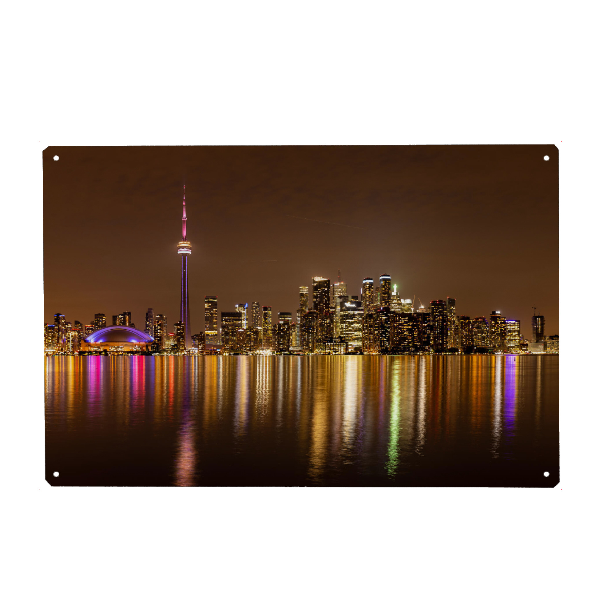 Metall Poster "Toronto bei Nacht" artboxONE - Städte,Architektur - Toronto,Kanada,Stadt,Skyline,Spiegelung,Ontario,Architektur - Blechschild