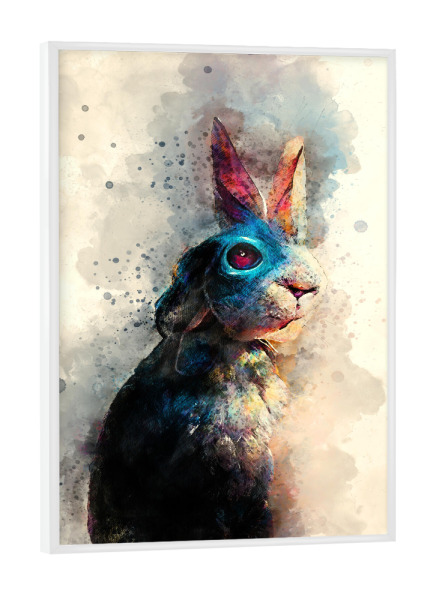 Poster mit weißem Rahmen "Sitzendes Kaninchen Aquarell" artboxONE - Für Kinder,Tiere,Lustig - Kaninchen,Hase,Tier,Aquarell,Malerei