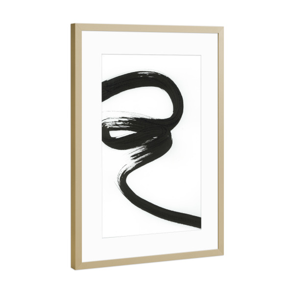 Poster mit Rahmen Gold "Dalprem Kaur - One present Moment" artboxONE - Abstrakt - Abstrakt,Modern,Minimalismus,Strich,Linie,Pinsel,Scandi
