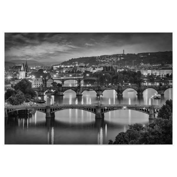 Poster 30x20 cm "Moldaubrücken in Prag - Monochrom" artboxONE - Schwarzweiß,Architektur,Städte / Prag