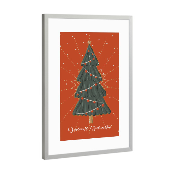 Poster mit Rahmen Silber "Wundervolle Weihnachten" artboxONE - Weihnachten