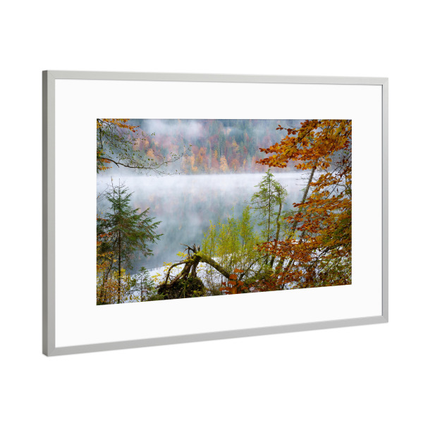 Poster mit Rahmen Silber "Herbst am See" artboxONE - Natur,Reise - Karwendel,Krün,Garmisch-partenkirchen,Bayern,Deutschland,Landschaft