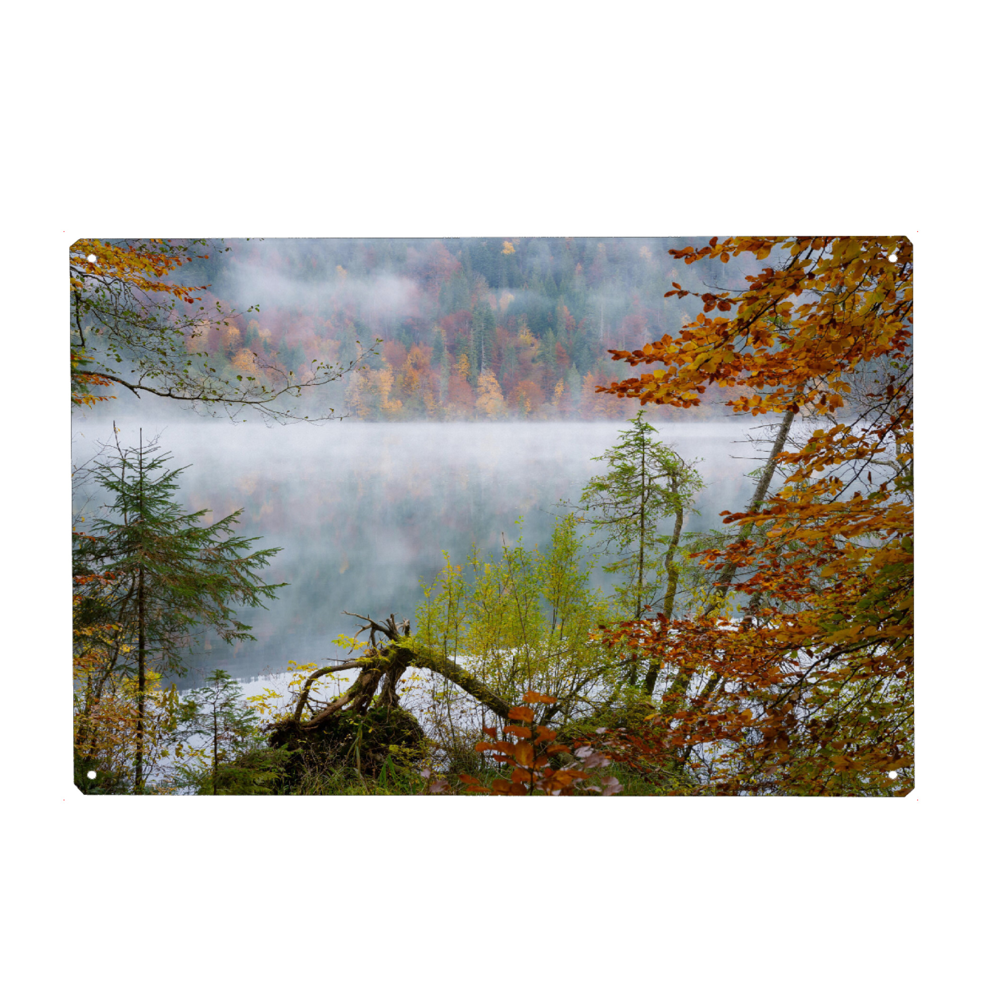 Metall Poster "Herbst am See" artboxONE - Natur,Reise - Karwendel,Krün,Garmisch-partenkirchen,Bayern,Deutschland,Landschaft - Blechschild