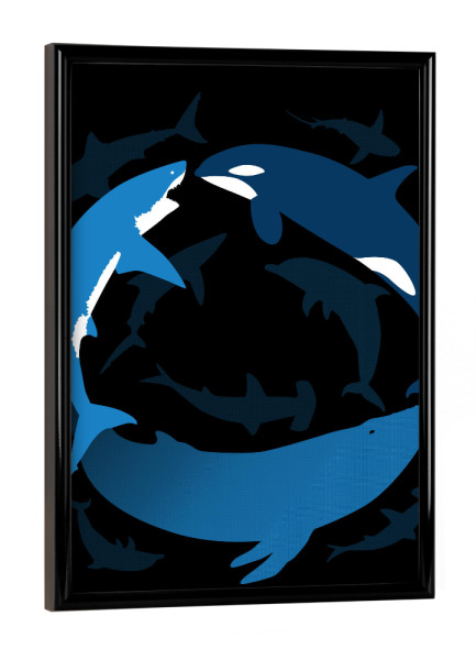 Poster mit schwarzem Rahmen "Umkreise 360 Ozean" artboxONE - Tiere