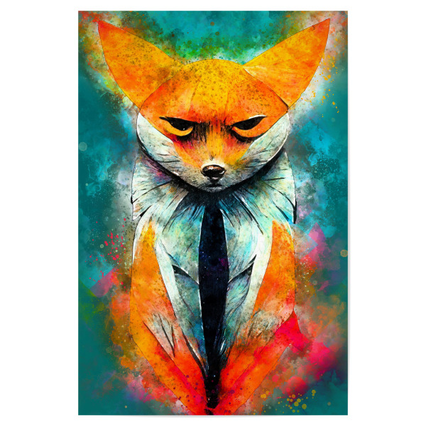 Poster 30x20 cm "Foxy Aquarellkunst" artboxONE - Für Kinder,Tiere - Fuchs,Füchse,Foxy,Tier,Tiere,Wild,Aquarell,Malerei