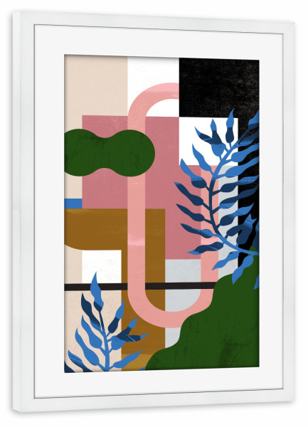 Poster mit Rahmen weiß "Pati Cascino - Leather Fern" artboxONE - Natur,Abstrakt