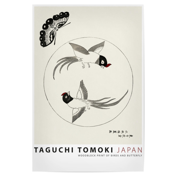 Poster "Tomoki - Vögel und Schmetterlinge" artboxONE - Typografie,Tiere