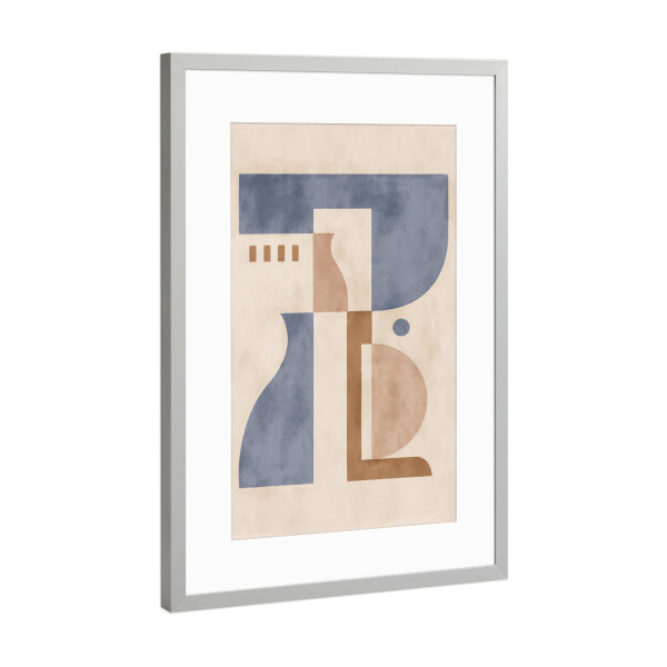 Poster mit Rahmen Silber "Pati Cascino - Pieces I I blue" artboxONE - Abstrakt,Geometrie