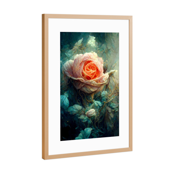 Poster mit Rahmen Kupfer "Fantasie einer Rose" artboxONE - Natur,Floral,Abstrakt