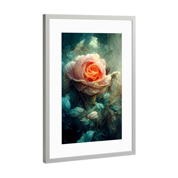 Poster mit Rahmen Silber "Fantasie einer Rose" artboxONE - Natur,Floral,Abstrakt