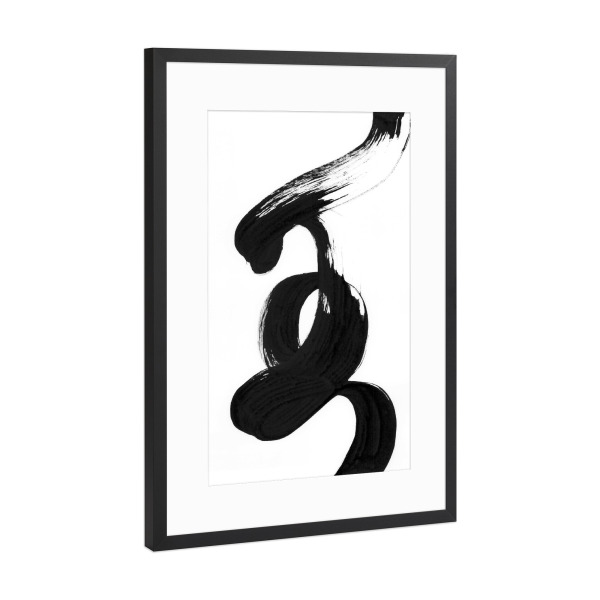 Poster mit Rahmen Schwarz (Metallic) "Dalprem Kaur - Present Moment" artboxONE - Abstrakt - Abstrakt,Modern,Minimalismus,Strich,Linie,Pinsel,Scandi
