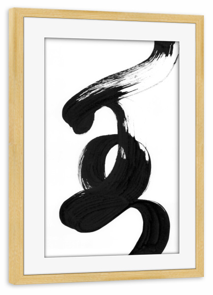 Poster mit Rahmen kiefer "Dalprem Kaur - Present Moment" artboxONE - Abstrakt - Abstrakt,Modern,Minimalismus,Strich,Linie,Pinsel,Scandi