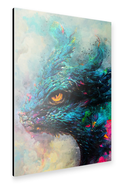 Alu-Dibond "Aquarell des blauen Drachen" 30x20 cm artboxONE