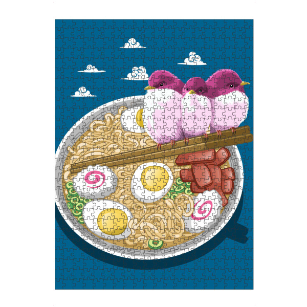 Puzzle Ravensburger "Three birds in ramen" artboxONE - Tiere,Städte / Tokio - Ramen,Japan,Nudeln,Vögel,Natur,Ei,Essen - Bild ramen